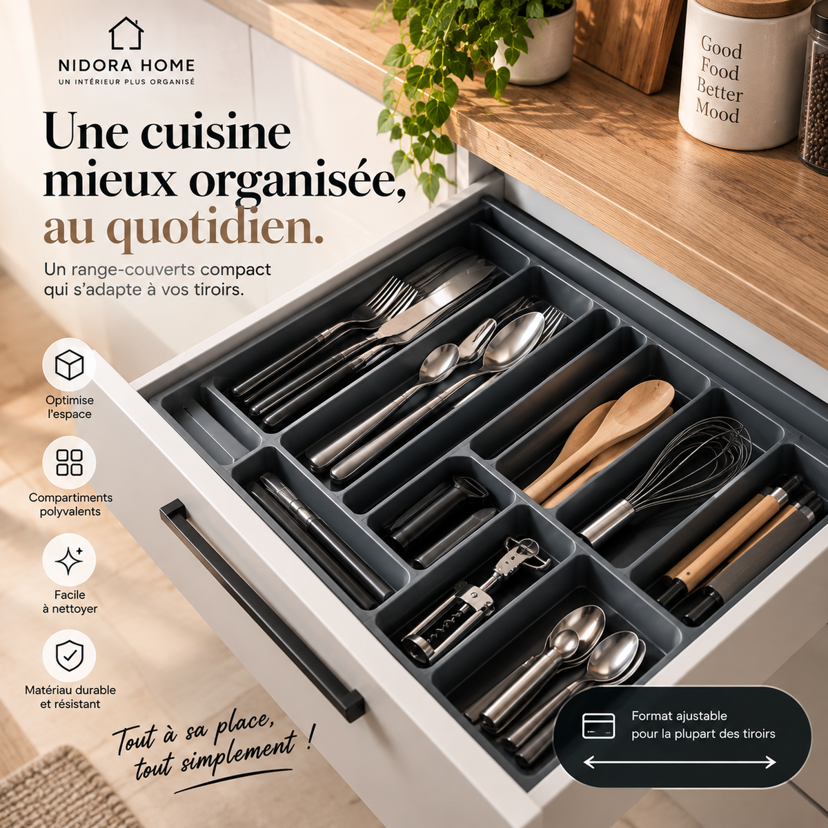 Range-Couverts Compact pour Tiroir