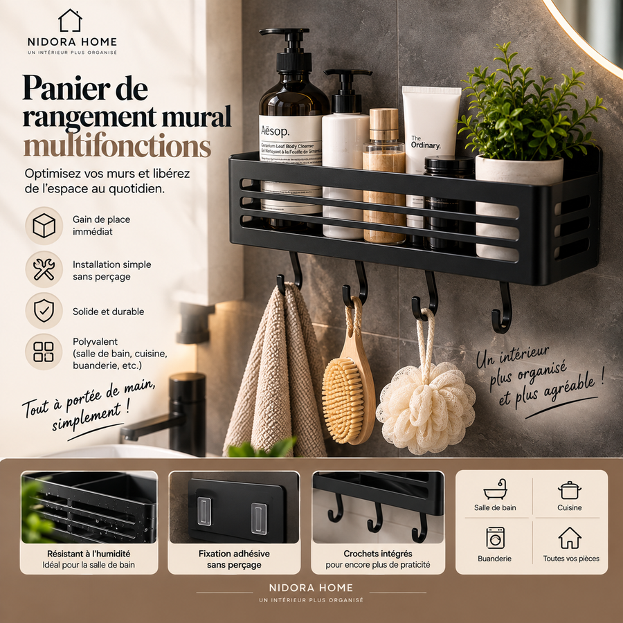 Panier de Rangement Mural Multifonction